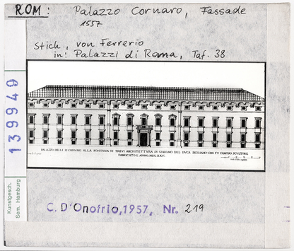 Vorschaubild Rom: Palazzo Cornaro, Fassade, Stich von Ferrerio 